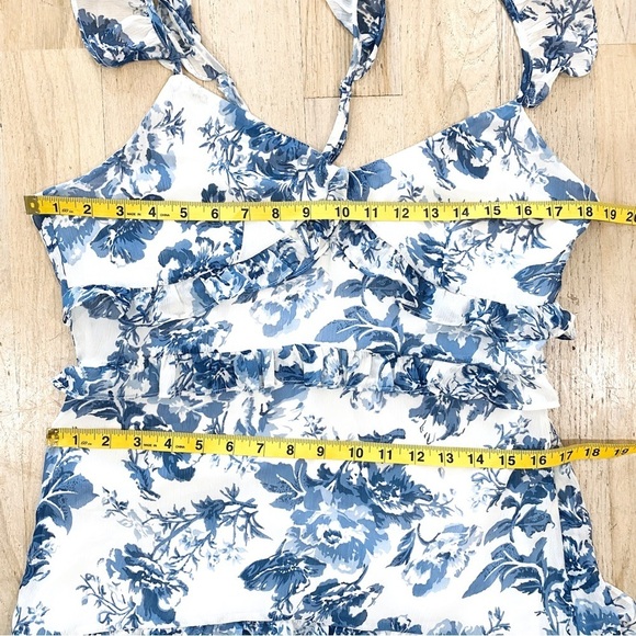 O.P. T blue floral midi dress with shoulder ruffles - Picture 10 of 13